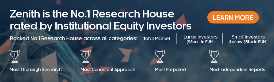 Zenith is the No.1 rated Research House rated by Institutional Equity Investors