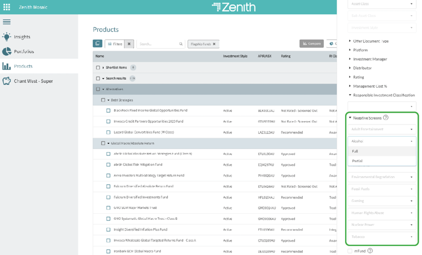 Negative Screen Filter on Zenith Mosaic